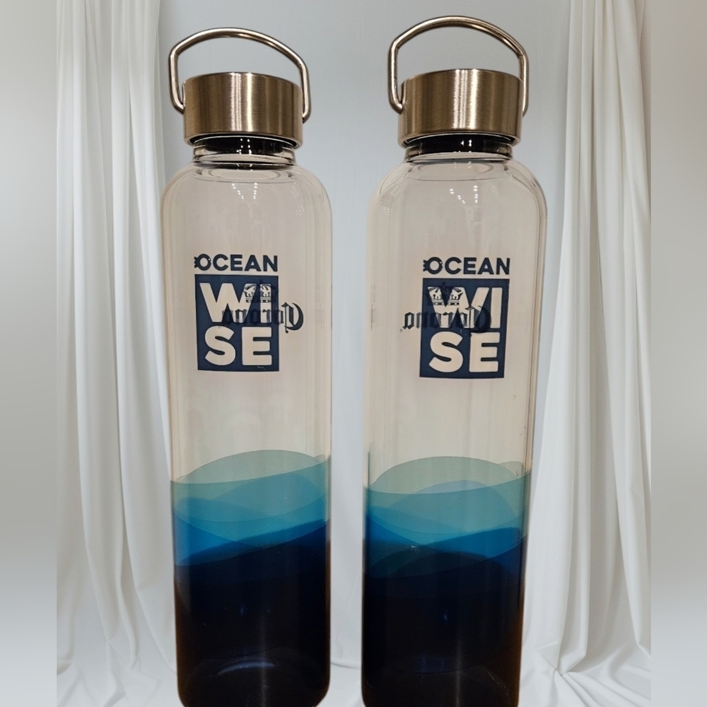 Eco-friendly Glass Reusable Water Bottle Corona in Ombré Blue​​​​​​